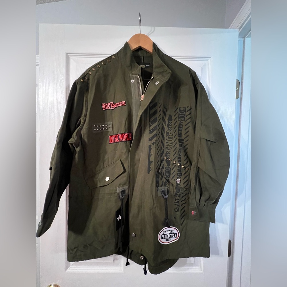 Zara Olive Green Military Field Jacket WOMENS  SIZE XS-S.  Oversized
